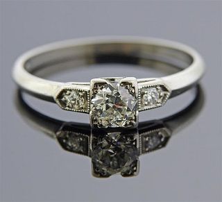 Mid Century 18K Gold Diamond Engagement Ring
