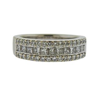 18K Gold Diamond Half  Band Ring