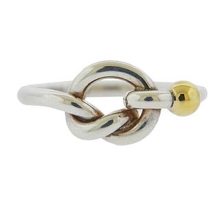 Tiffany &amp; Co Silver 18k Gold Pretzel Knot Ring