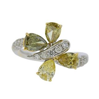 18k Gold Fancy Diamond Butterfly Ring
