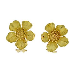 Tiffany &amp; Co 18k Gold Dogwood Flower Earrings