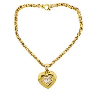 Chopard Happy Diamonds  18k Gold Heart Pendant on Necklace