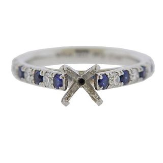 Platinum Diamond Sapphire Engagement Ring Setting