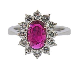 18K Gold Diamond Purple Ruby Ring