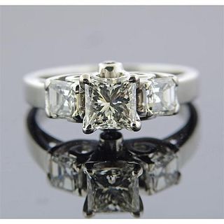 18K Gold Diamond Three Stone Engagement Ring