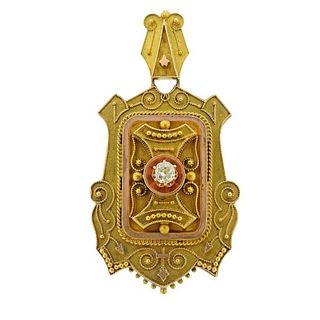 Antique Victorian Gold Diamond Locket Pendant