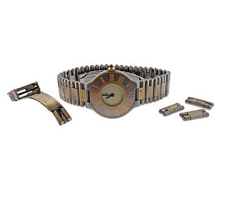 Must de Cartier 21 18k Gold Steel  Watch 