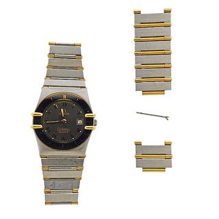 Omega Constellation 18k Gold Steel Watch 