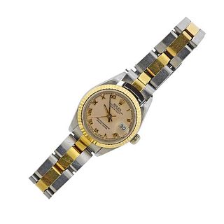 Rolex Datejust Roman 18k Gold Steel Watch 69173