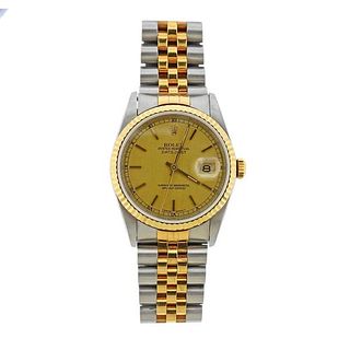 Rolex Datejust 18k Gold Steel Watch 16233