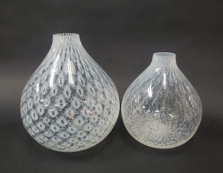 TWO, ROSENTHAL ART GLASS CONTROLLED BUBBLE VASES