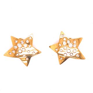 18k Gold Diamonds Star Earrings