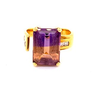 18k Gold Two Color Tourmaline Ring