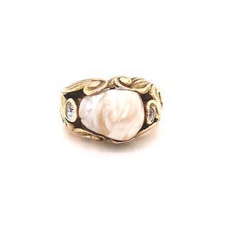 Art Nouveau 14k Gold Pearl Ring 