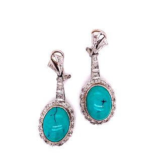 Palladium Turquoise Diamonds Earrings 