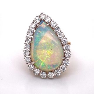Opal Diamond 14k Gold Ring 