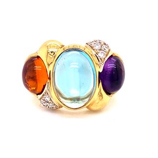 Multicolor Gems Diamonds Ring