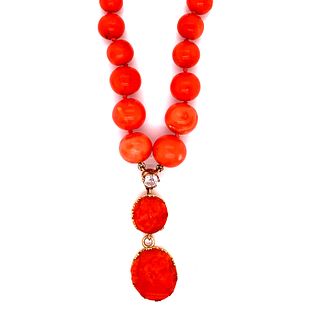 Craved Red Coral Necklace