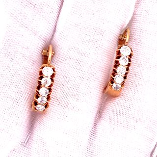 Victorian 15k Diamonds Hoop Earrings