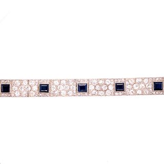 Art Deco Platinum,Gold Diamonds & Sapphire Bracelet