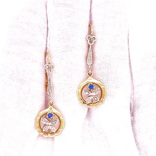 Art Nouveau 18k Gold Drop Earrings