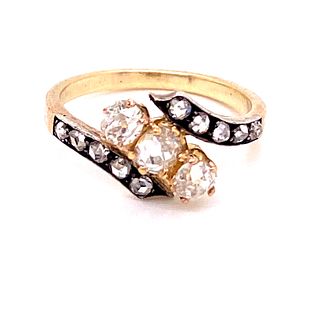 Art Nouveau 15k Gold Diamonds Ring