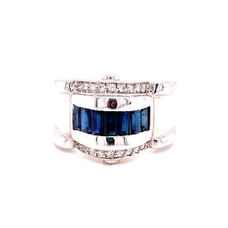 14k Diamonds Sapphire Chevalier Ring