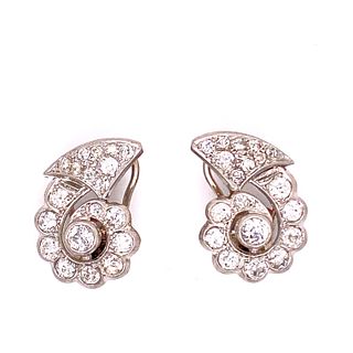 Art Deco Platinum Diamonds Earrings