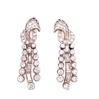 Art Deco Platinum Diamonds Earrings