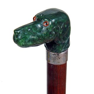Carved Jade Dog Cane