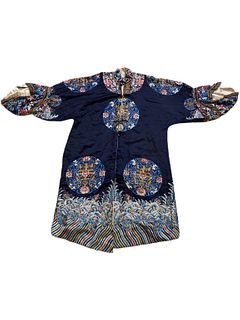 Late 19th Century Chinese Silk Dragon Robe