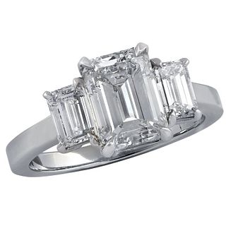 2.84 Carat Emerald Cut Diamond Platinum Ring