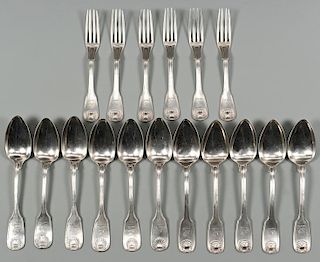 17 Pcs R & A Campbell Coin Silver Flatware