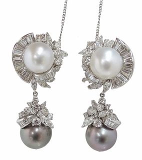 11.50ct Diamond And Pearl Drop Earrings