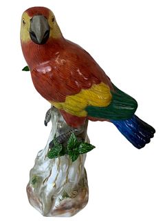 Meissen Porcelain Parrot Bird Figurine