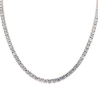 Round Brilliant Cut Diamond Tennis Necklace 18k