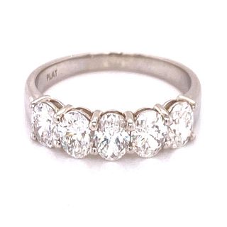 Oval Diamond Wedding Band Ring Platinum