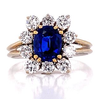 Natural Ceylon Sapphire Diamond 18k Ring