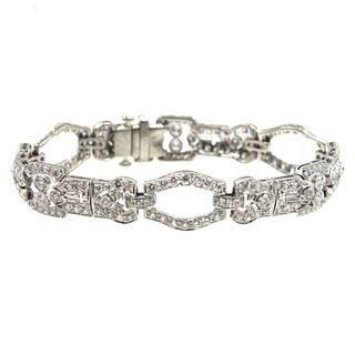 Diamond Platinum Deco Inspired Bracelet