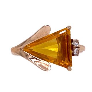 Retro Citrine Diamond 14k Vintage Ring
