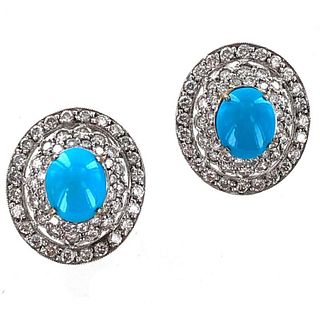 Turquoise Diamond Platinum Earrings