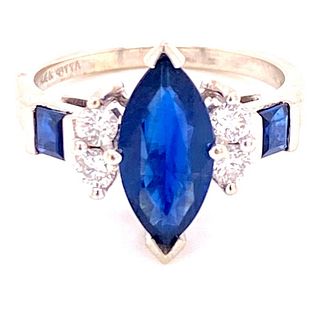 Natural Blue Marquise Sapphire Diamond Ring