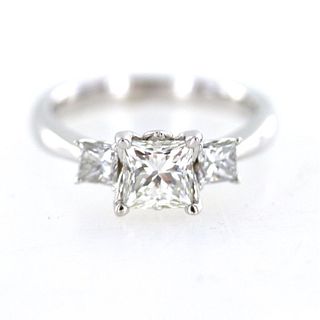 Princess Cut Three Stone Diamond Engagement Ring