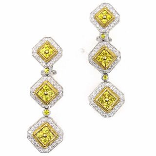 Diamond Yellow Sapphire Drop 18 Karat Gold Earring