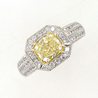 Fancy Yellow Diamond 18 Karat Gold Engagement Ring