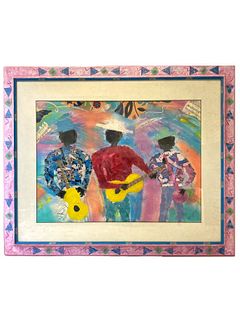 Haitian Mixed Media Music Players. Signed