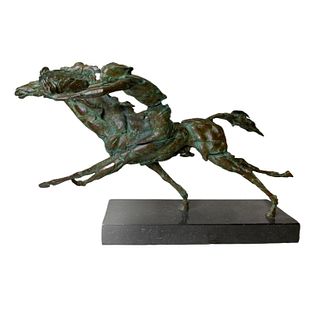 Artist Unknown Circa 1990 Bronze Horse Rider