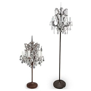 (2 Pc) Restoration Hardware Rococo Iron and Crystal Lamps