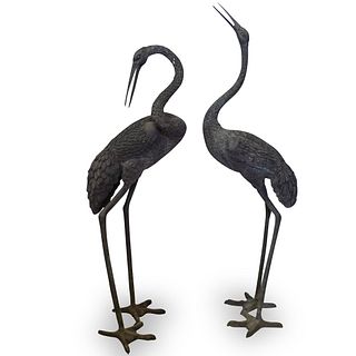 Pair of Life Sized Bronze Cranes