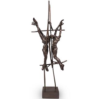 Roger Junk (American, 20th Century) Double Crucifixion Bronze